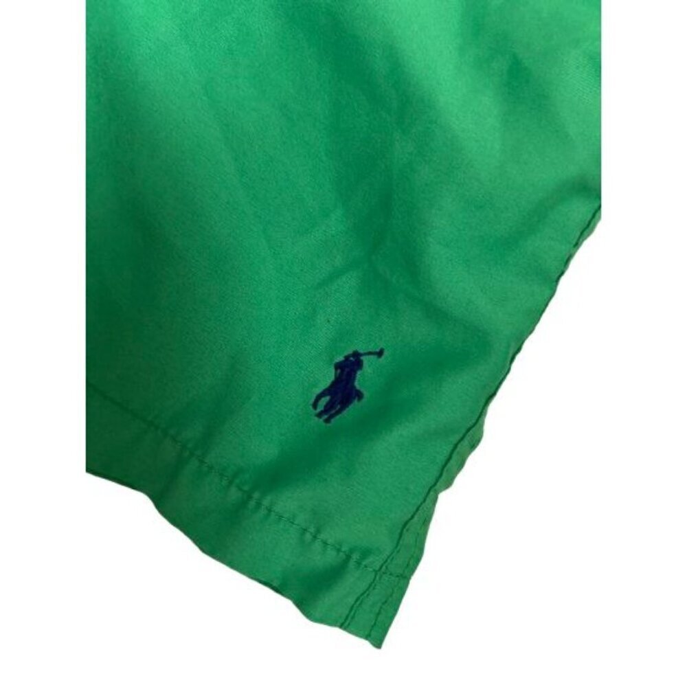 Polo Ralph Lauren Green Solid Traveler Polo Bear 5.5" Swim Trunks - Picture 5 of 9